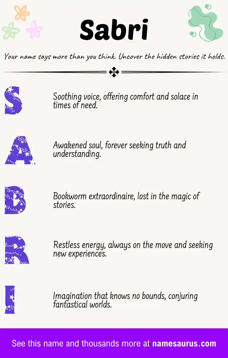 Acrostic poem about Sabri.