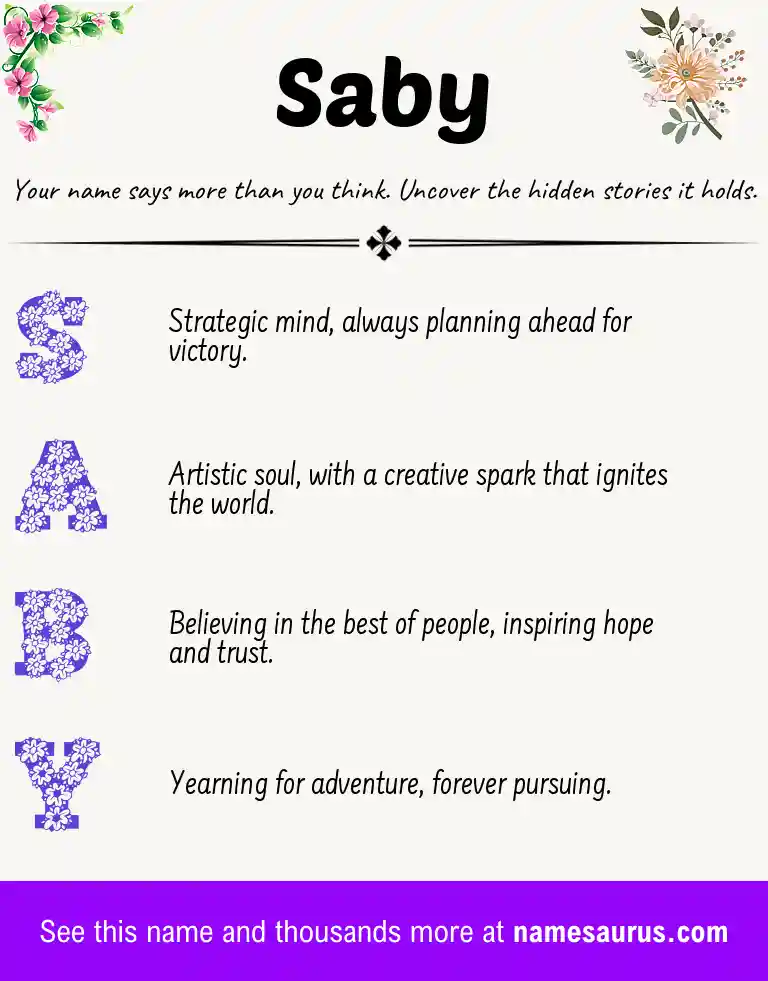 Acrostic poem about Saby.