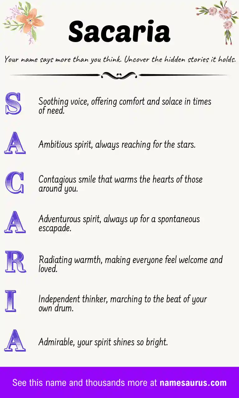 Acrostic poem about Sacaria.