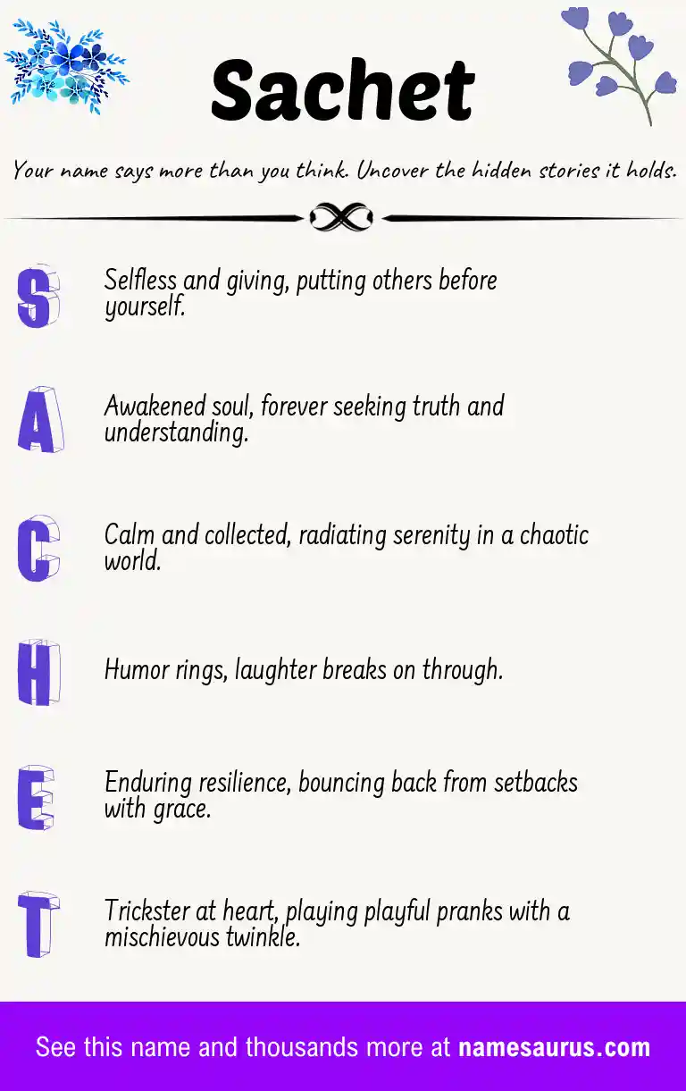 Acrostic poem about Sachet.