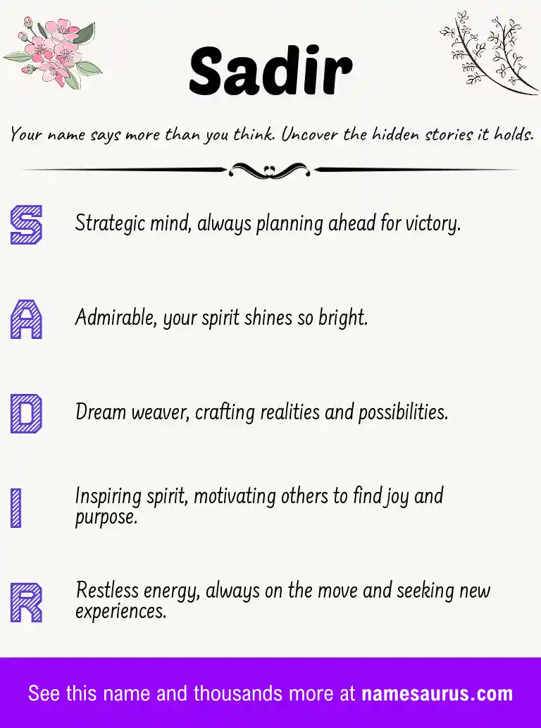 Acrostic poem about Sadir.