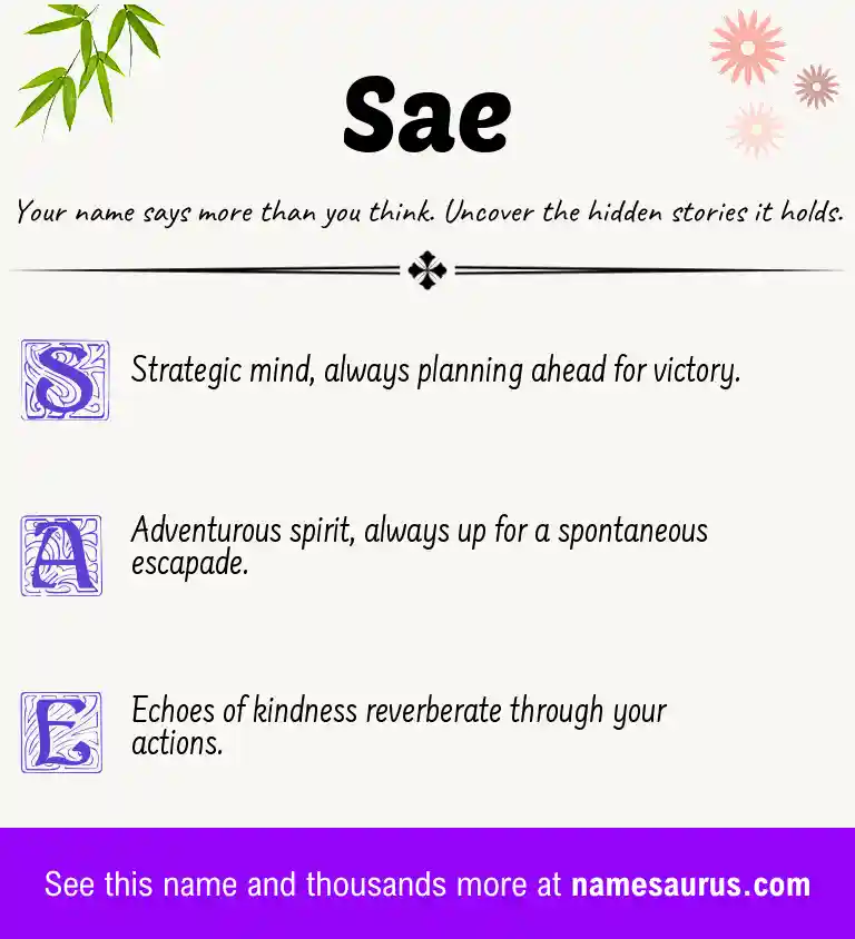Acrostic poem about Sae.