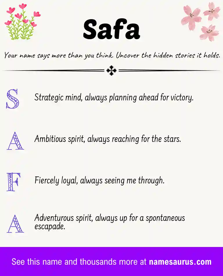 Acrostic poem about Safa.