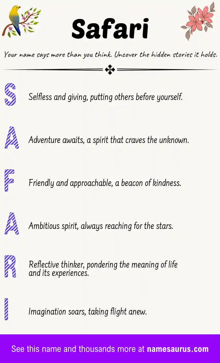 Acrostic poem about Safari.