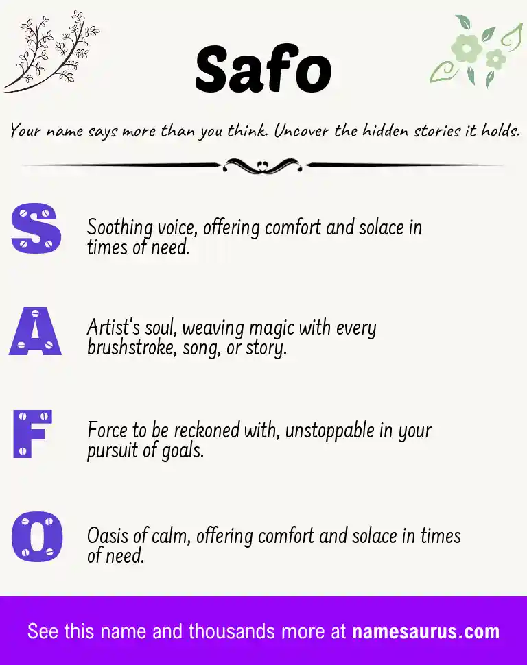 Acrostic poem about Safo.