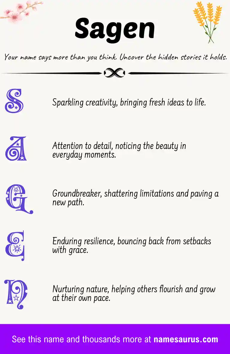Acrostic poem about Sagen.