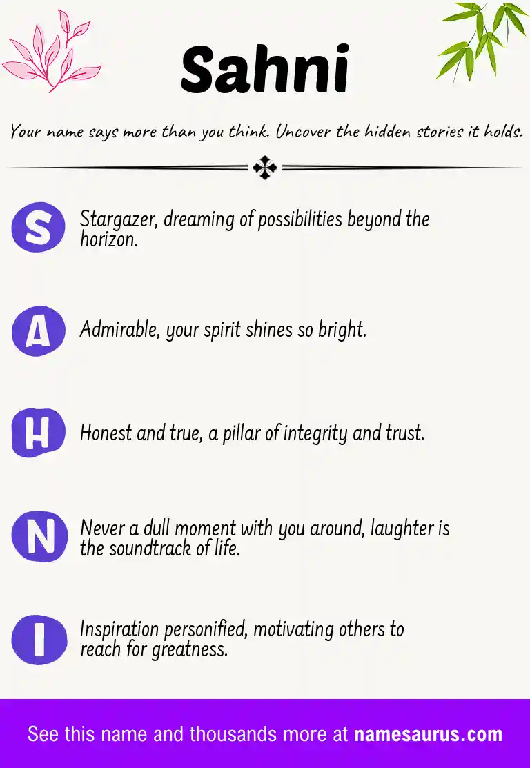 Acrostic poem about Sahni.