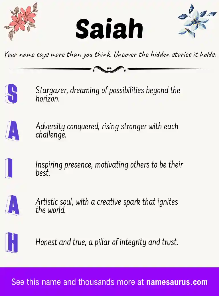 Acrostic poem about Saiah.