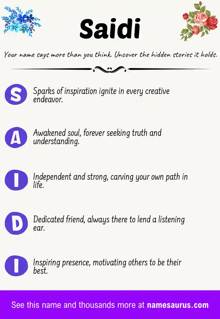 Acrostic poem about Saidi.