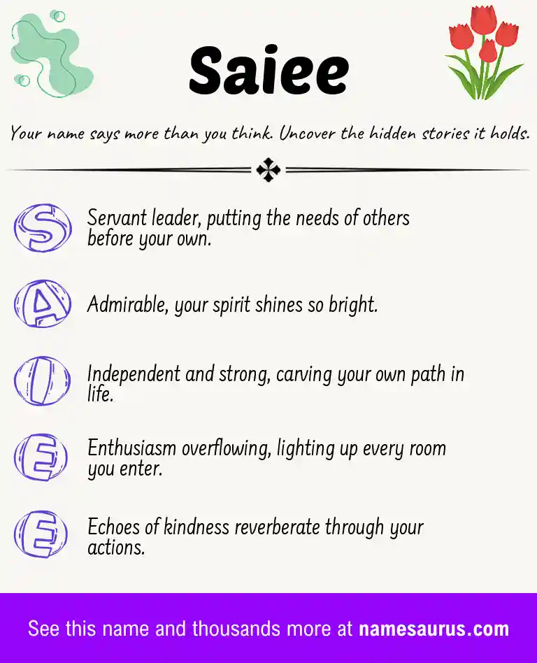 Acrostic poem about Saiee.