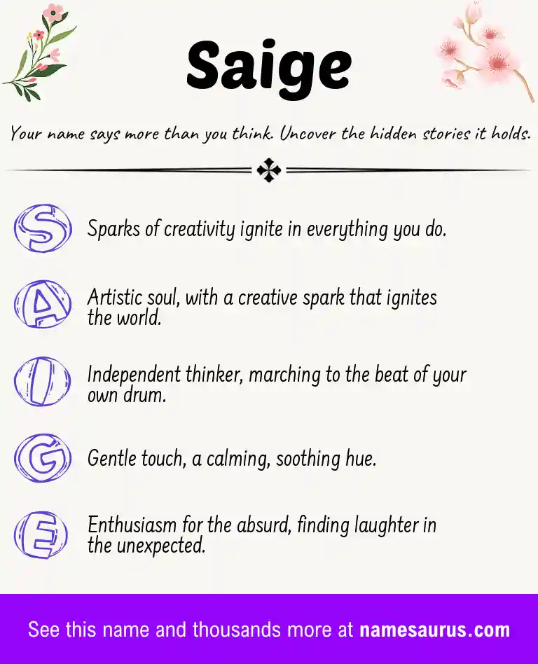 Acrostic poem about Saige.
