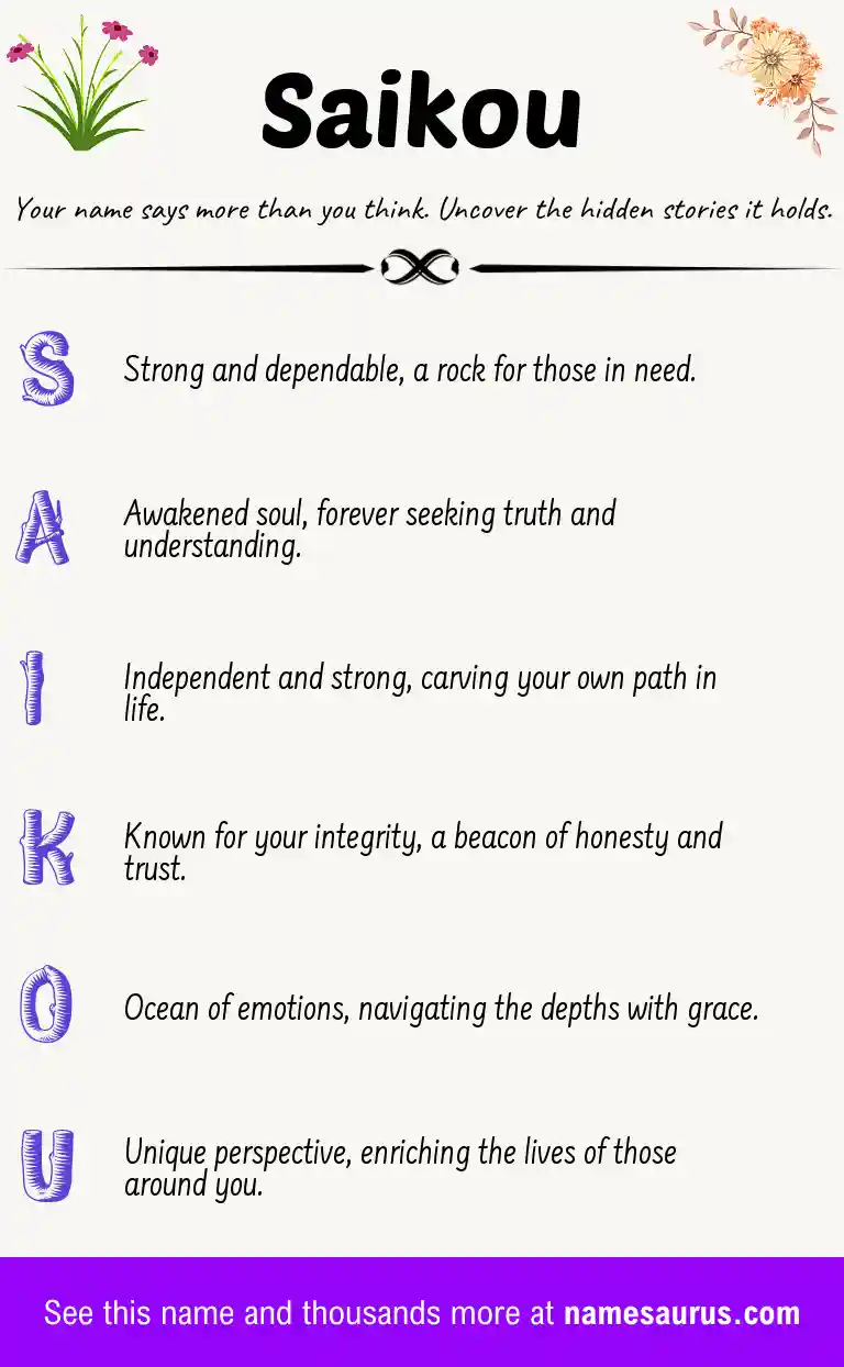 Acrostic poem about Saikou.