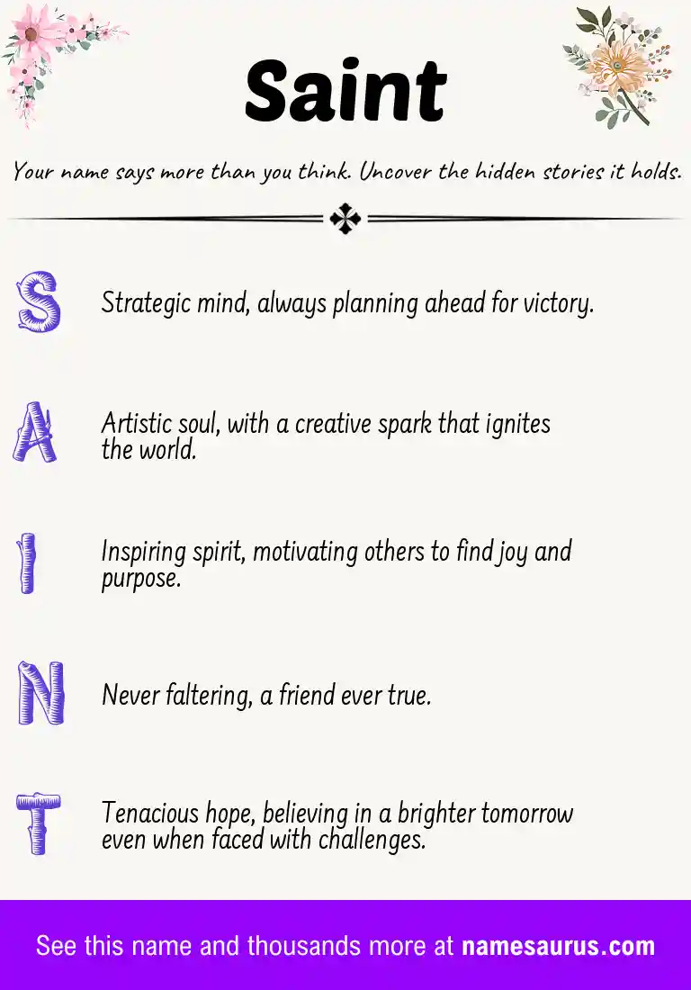 Acrostic poem about Saint.