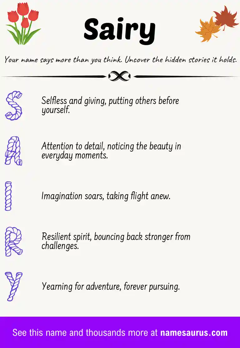 Acrostic poem about Sairy.