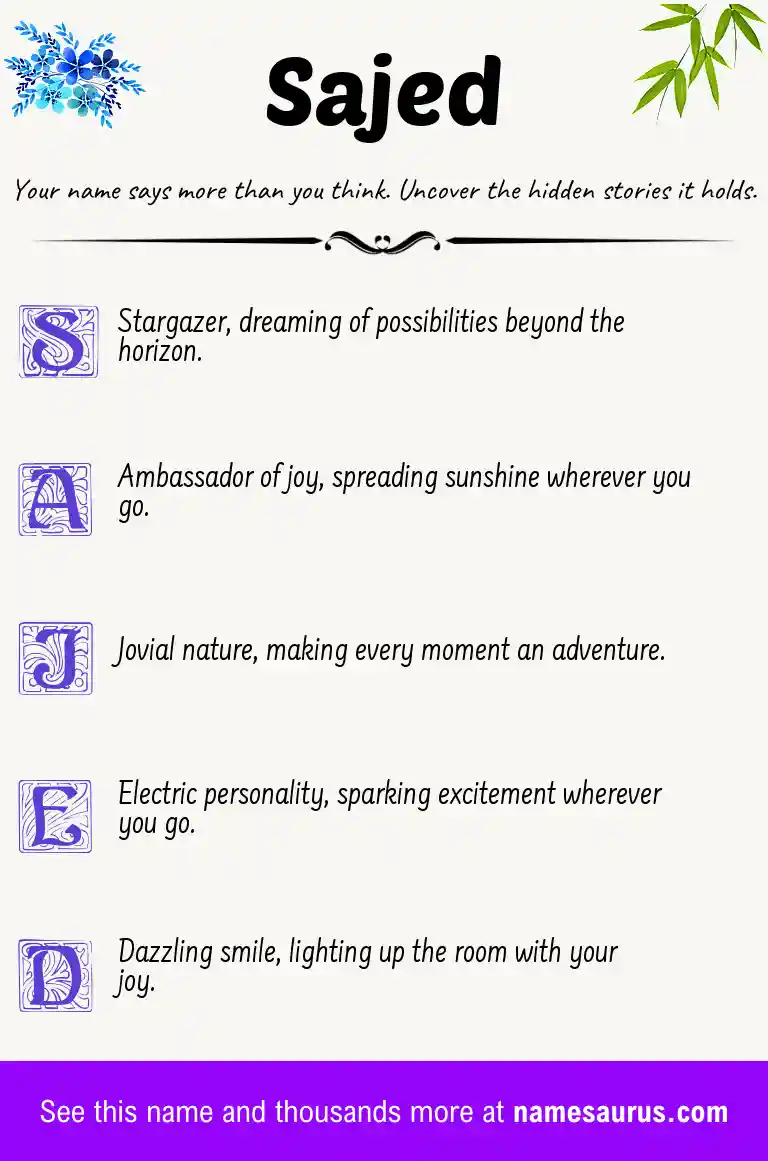 Acrostic poem about Sajed.
