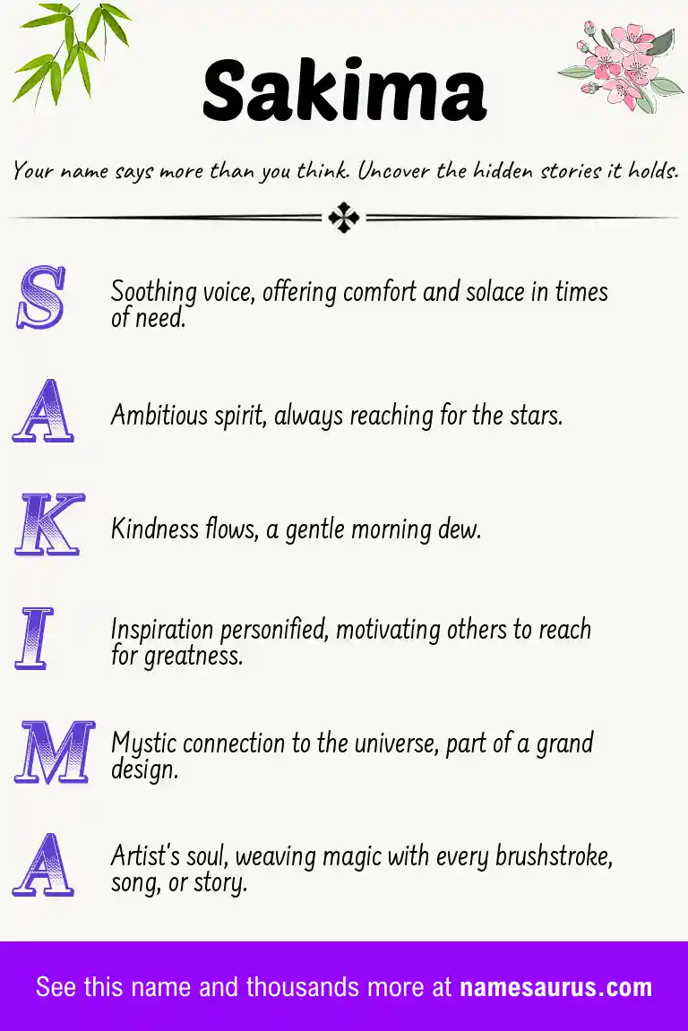 Acrostic poem about Sakima.