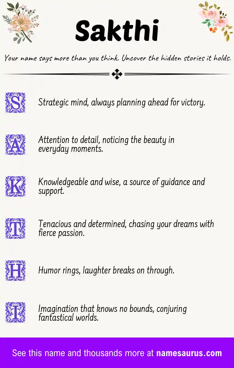 Acrostic poem about Sakthi.