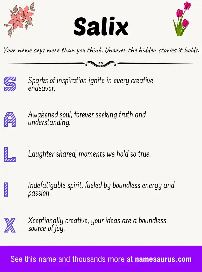 Acrostic poem about Salix.