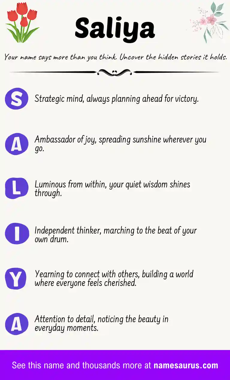 Acrostic poem about Saliya.
