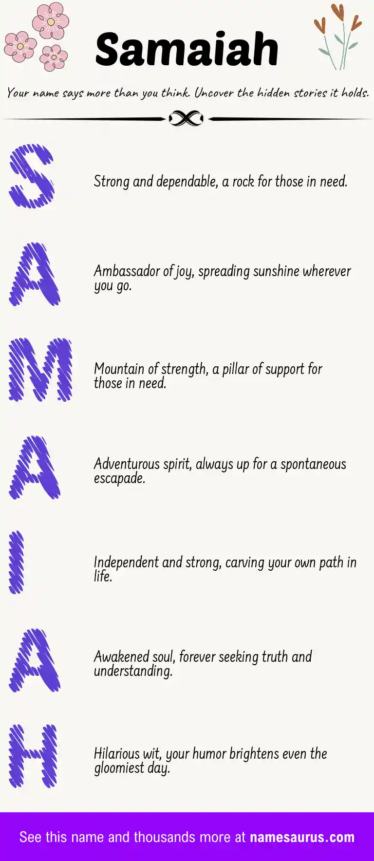 Acrostic poem about Samaiah.