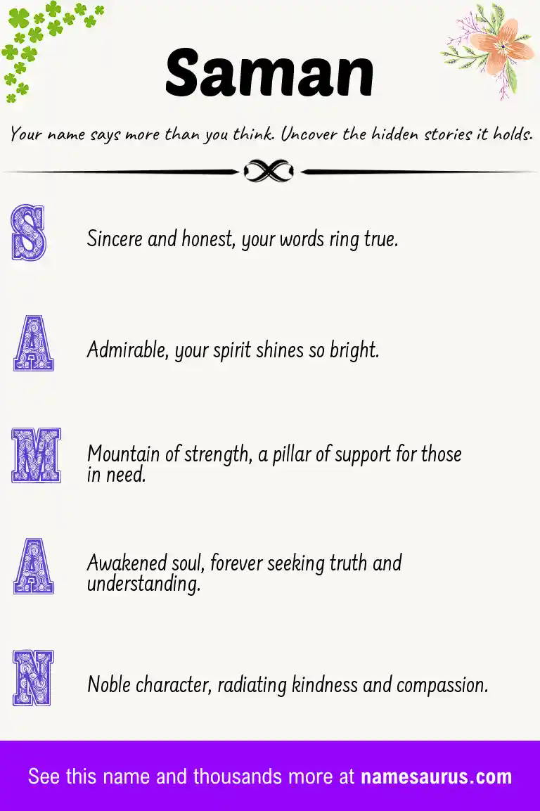 Acrostic poem about Saman.
