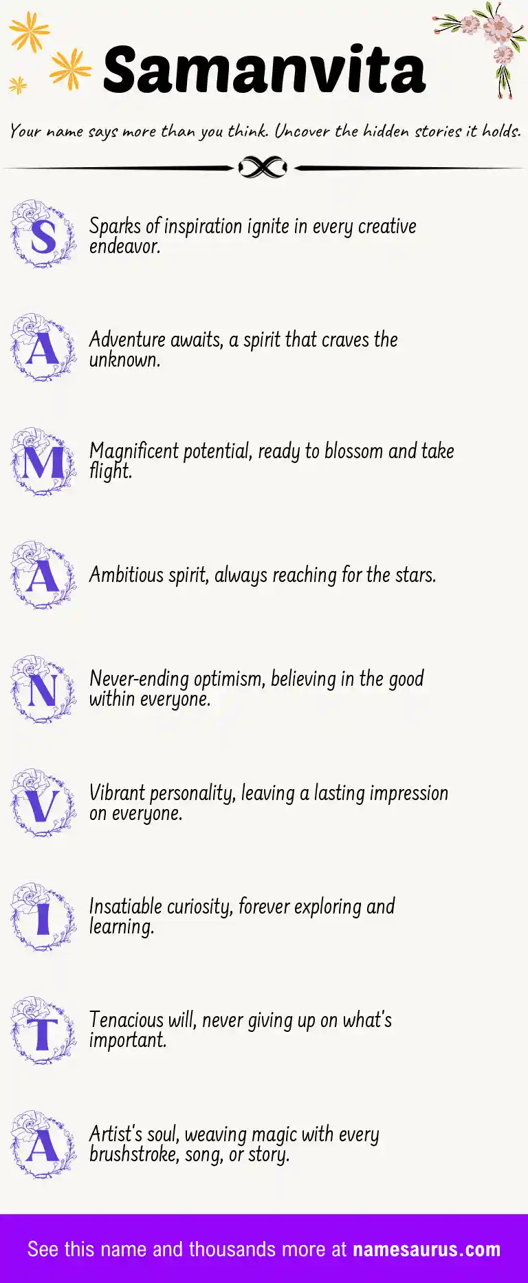 Acrostic poem about Samanvita.