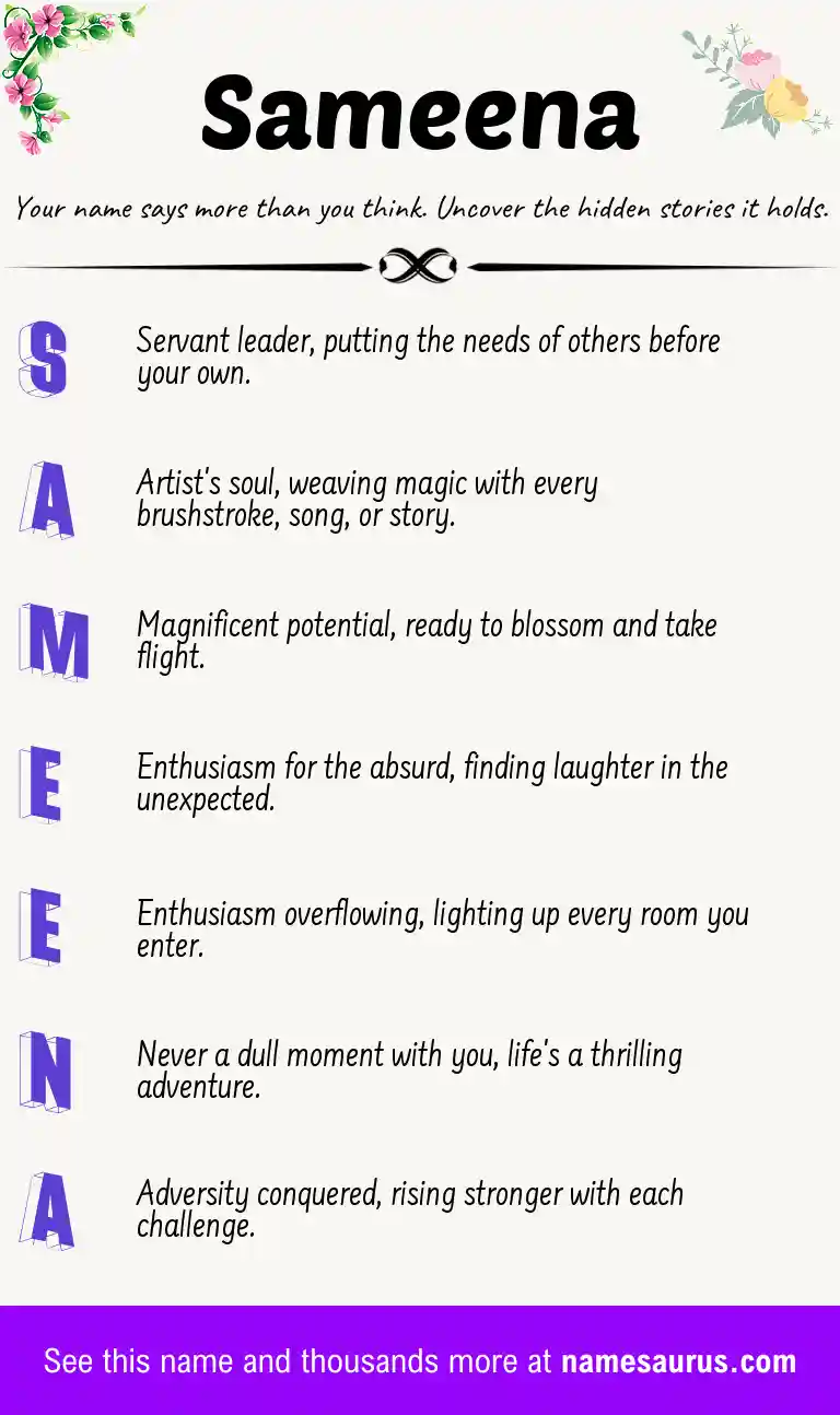 Acrostic poem about Sameena.