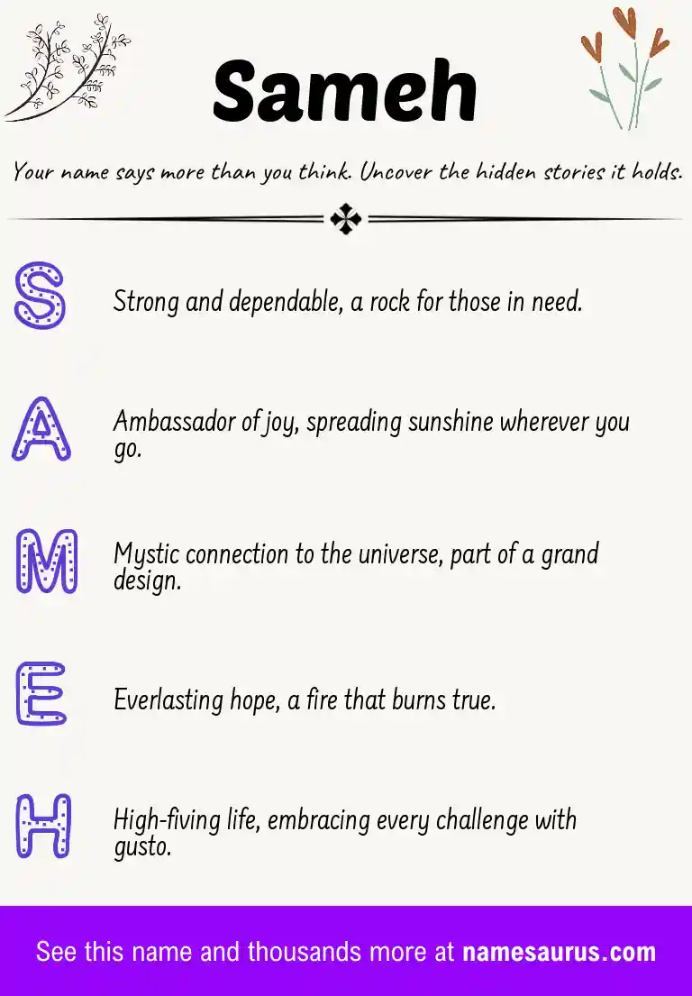 Acrostic poem about Sameh.