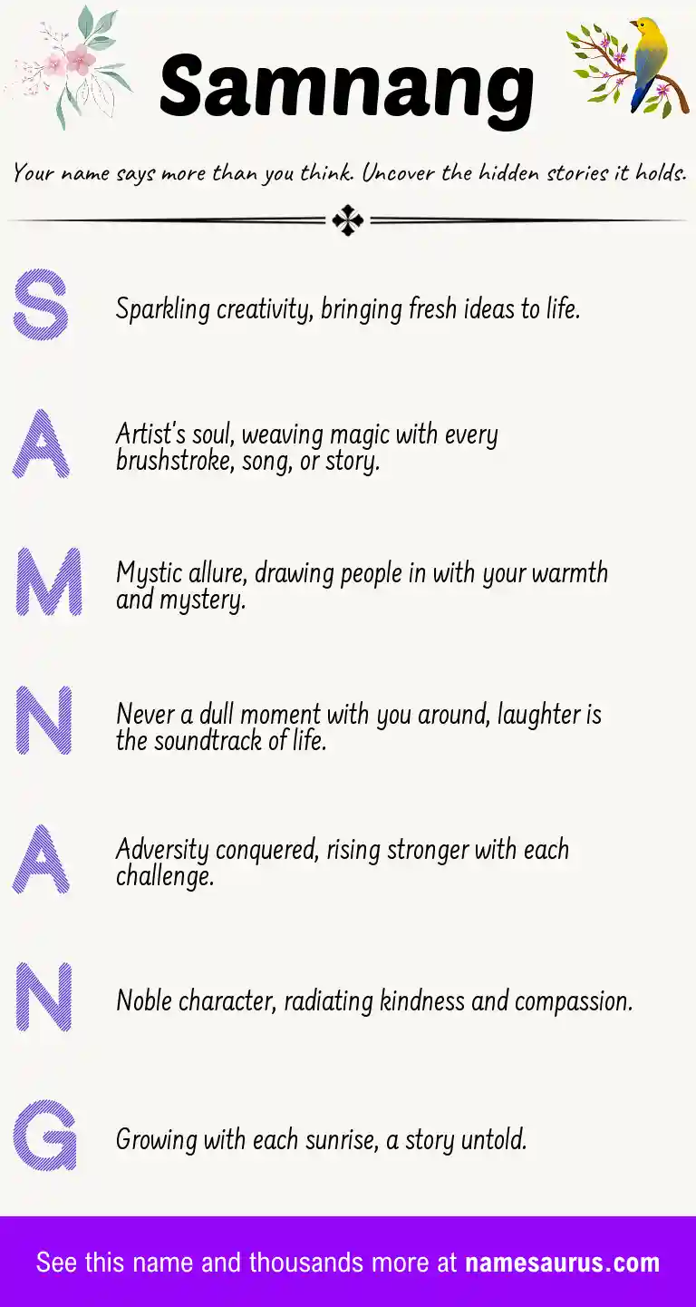 Acrostic poem about Samnang.