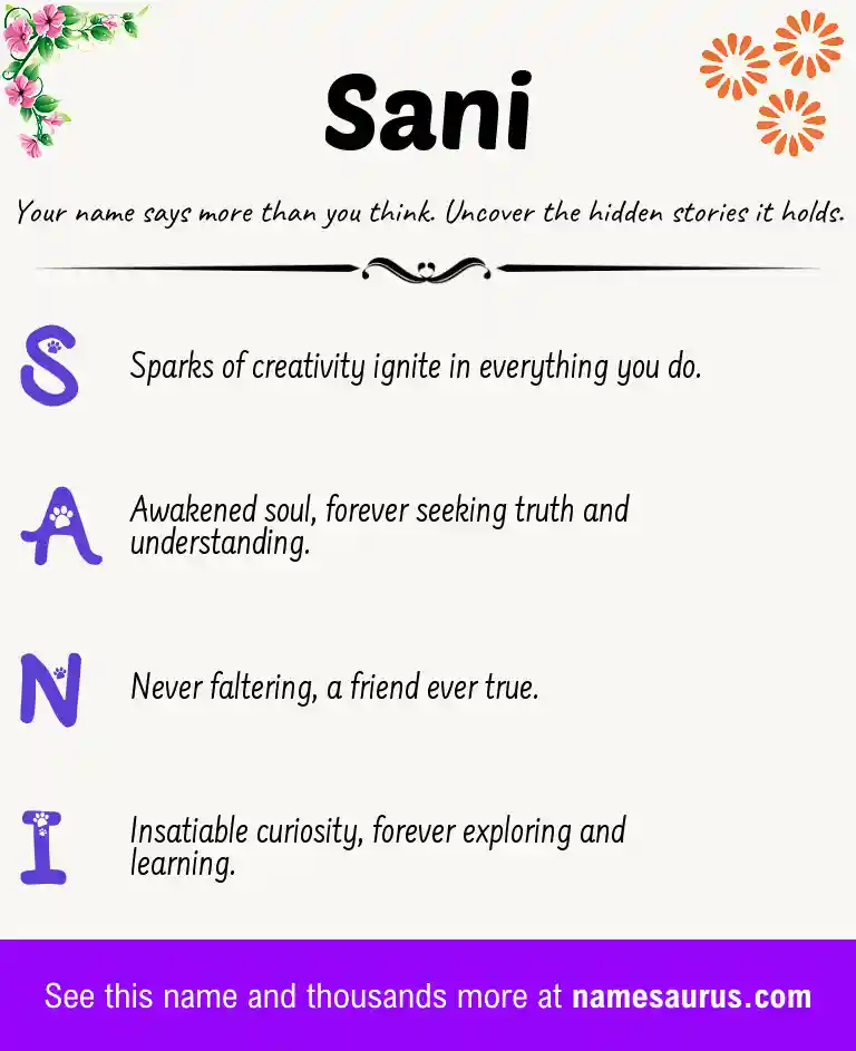 Acrostic poem about Sani.
