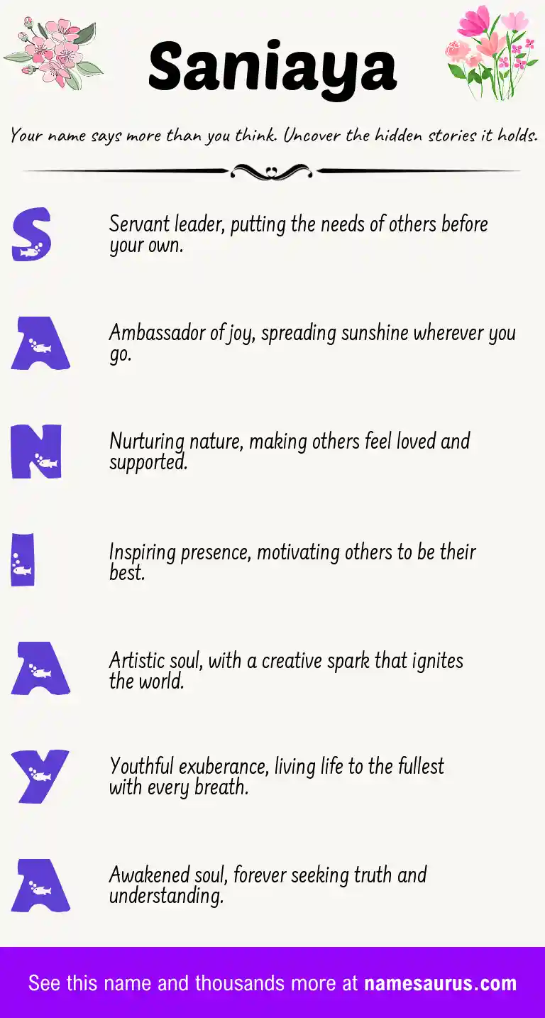 Acrostic poem about Saniaya.