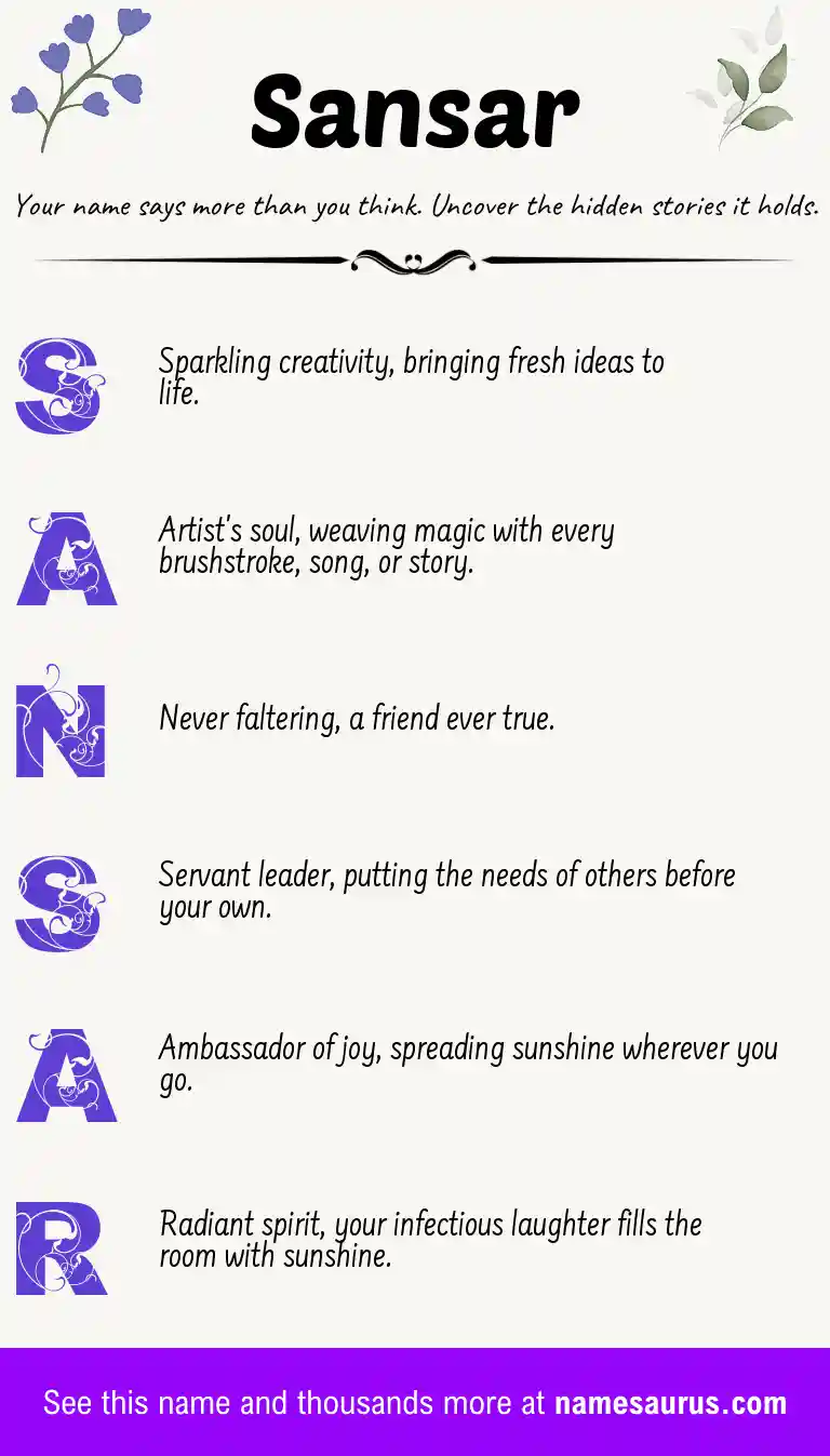 Acrostic poem about Sansar.