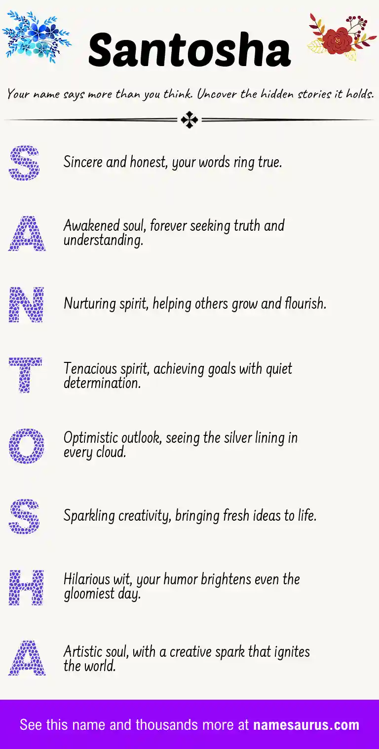 Acrostic poem about Santosha.