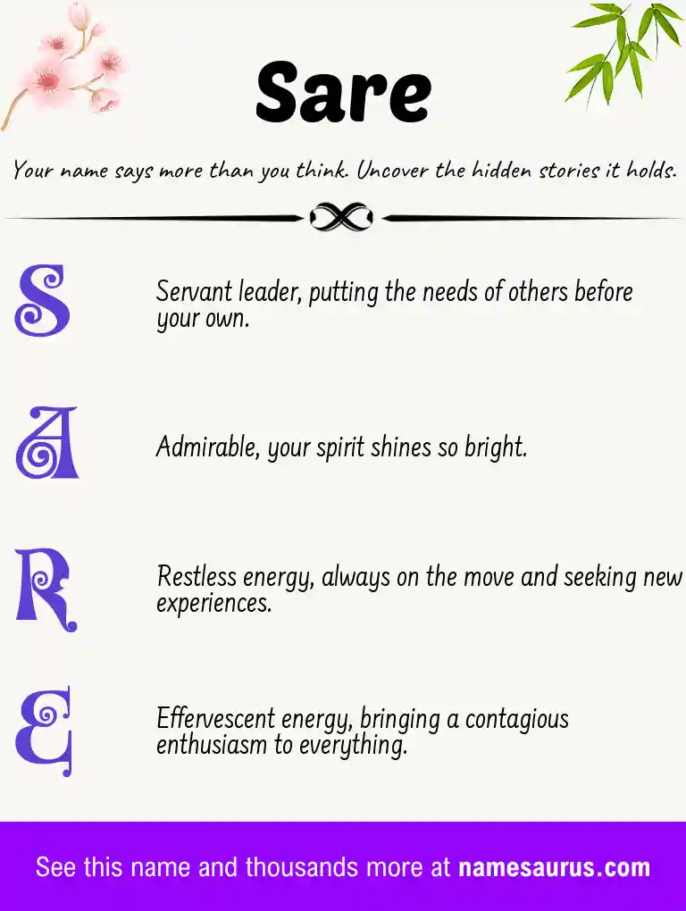 Acrostic poem about Sare.
