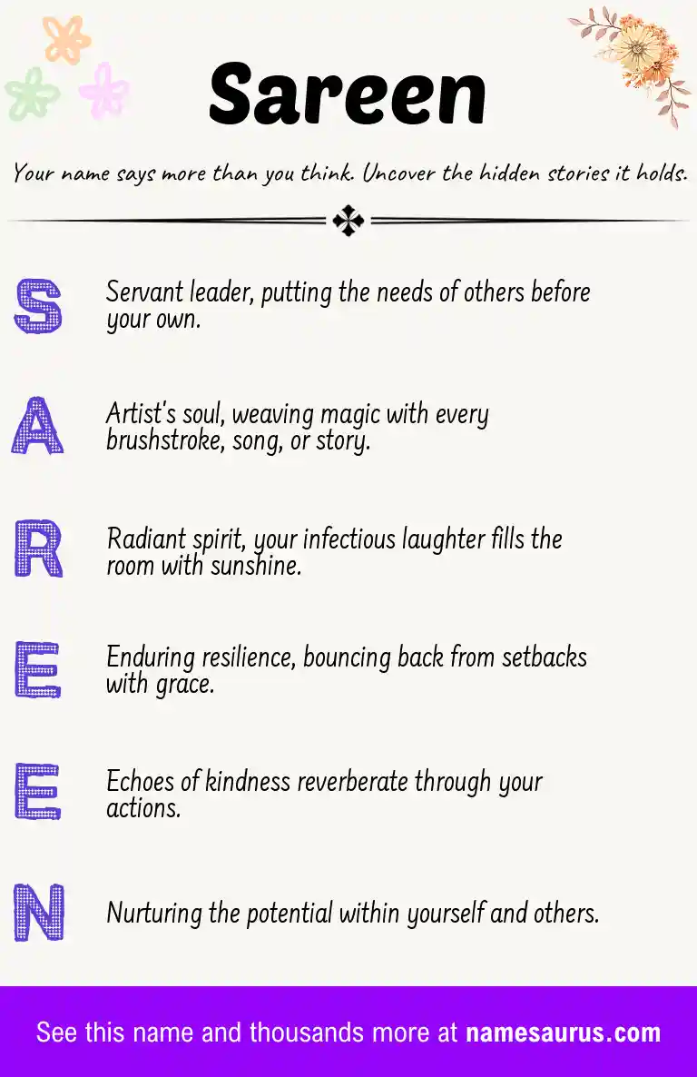 Acrostic poem about Sareen.