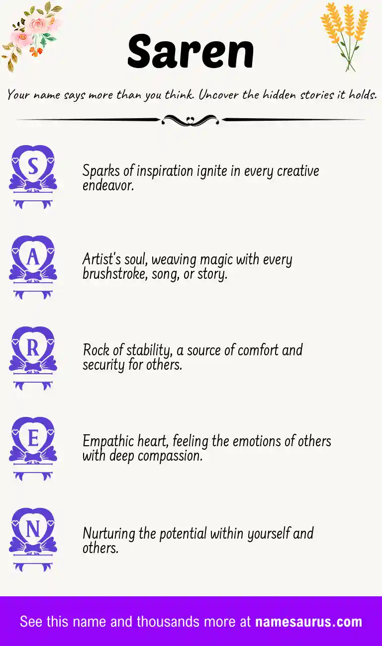 Acrostic poem about Saren.