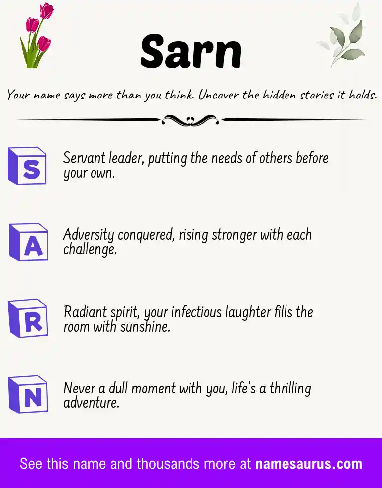 Acrostic poem about Sarn.
