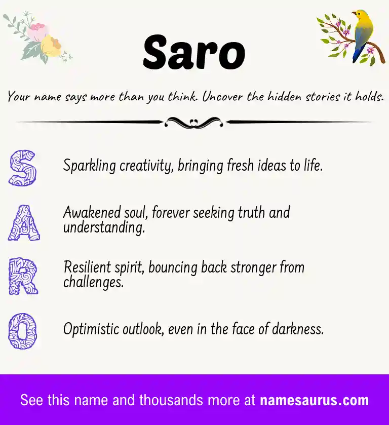 Acrostic poem about Saro.