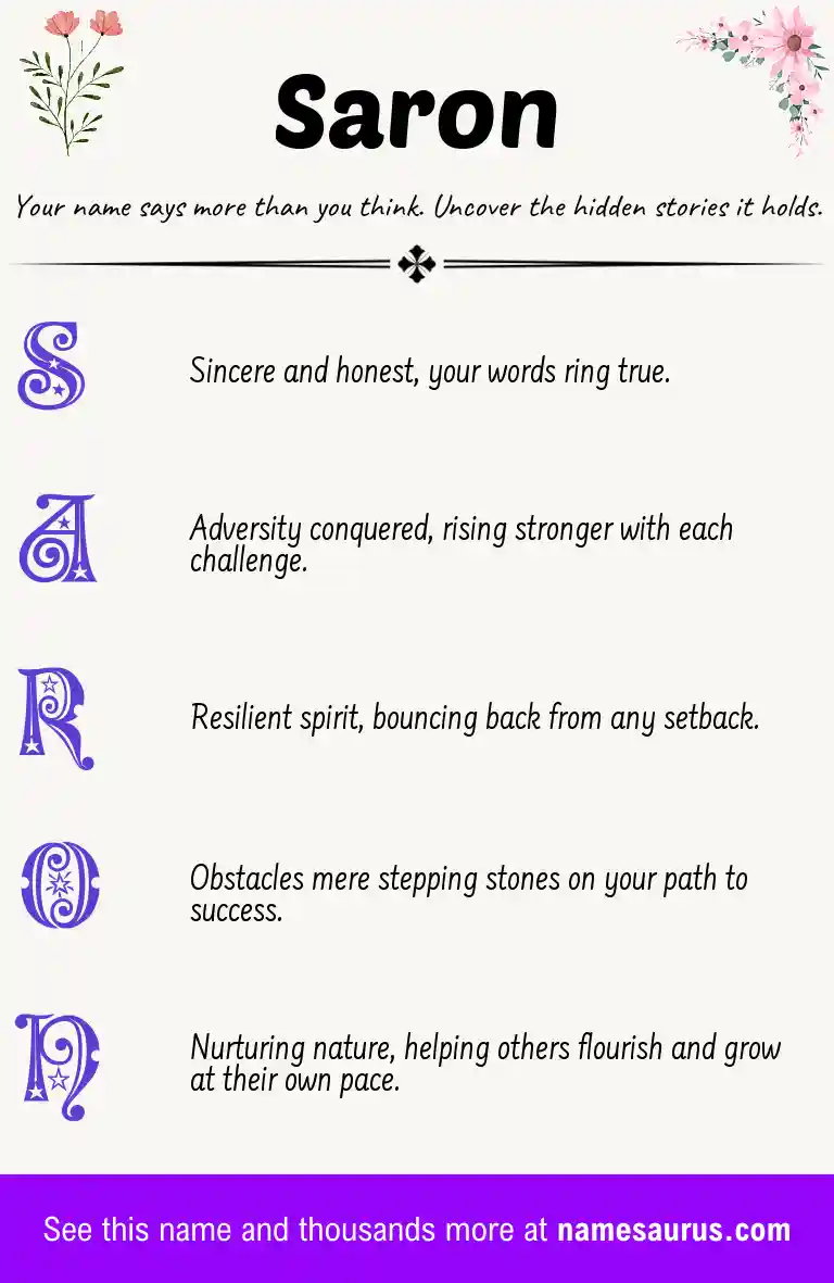 Acrostic poem about Saron.