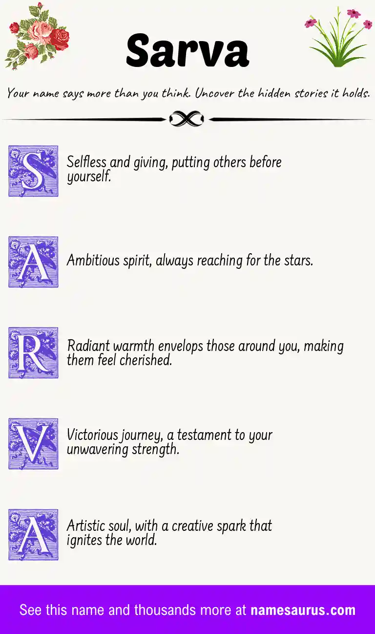 Acrostic poem about Sarva.
