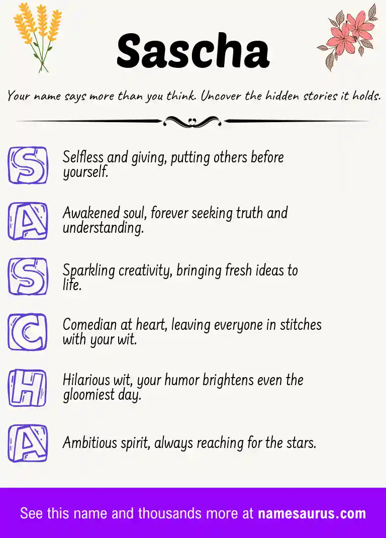 Acrostic poem about Sascha.