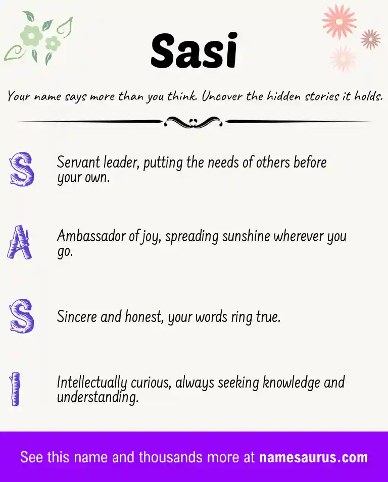 Acrostic poem about Sasi.