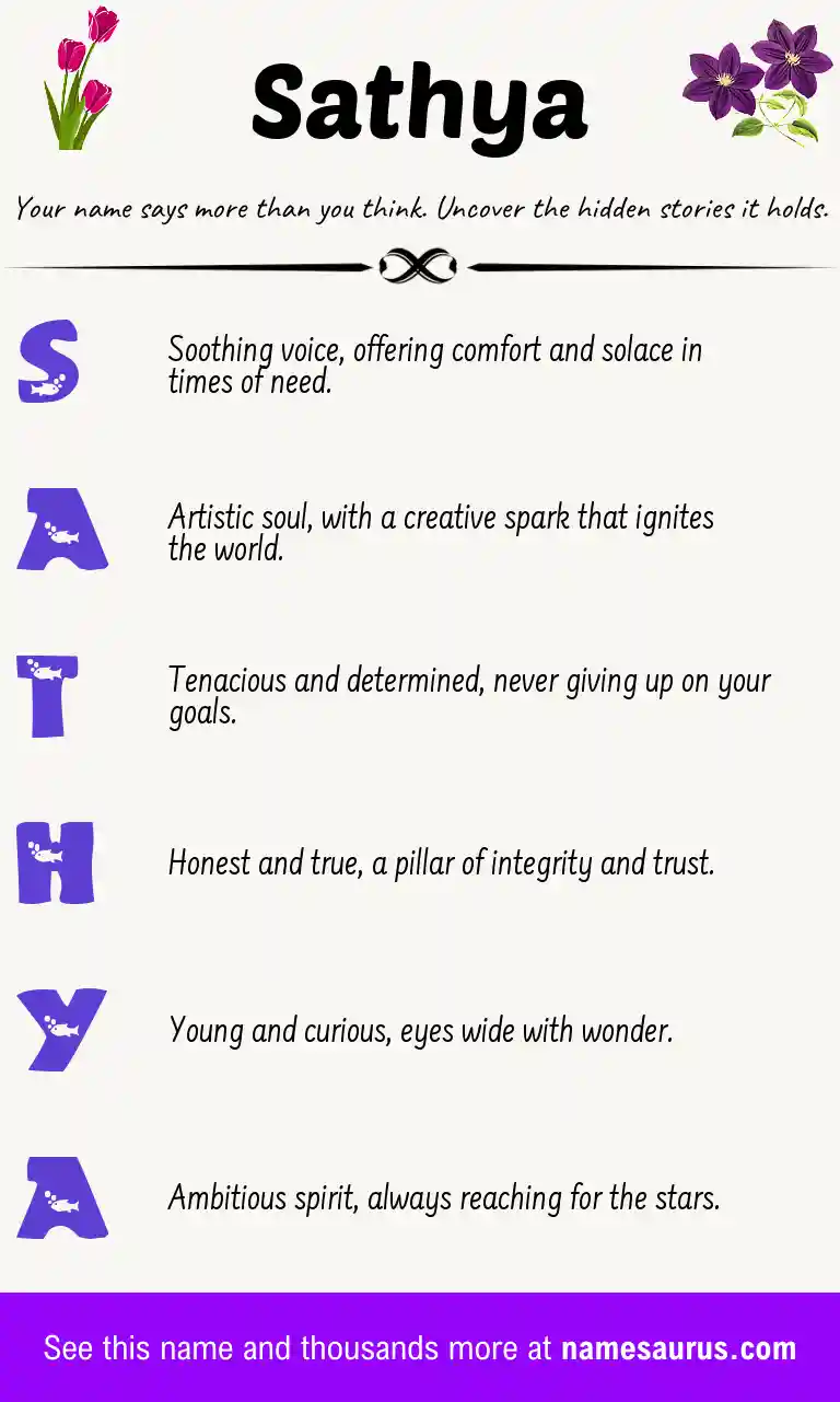 Acrostic poem about Sathya.