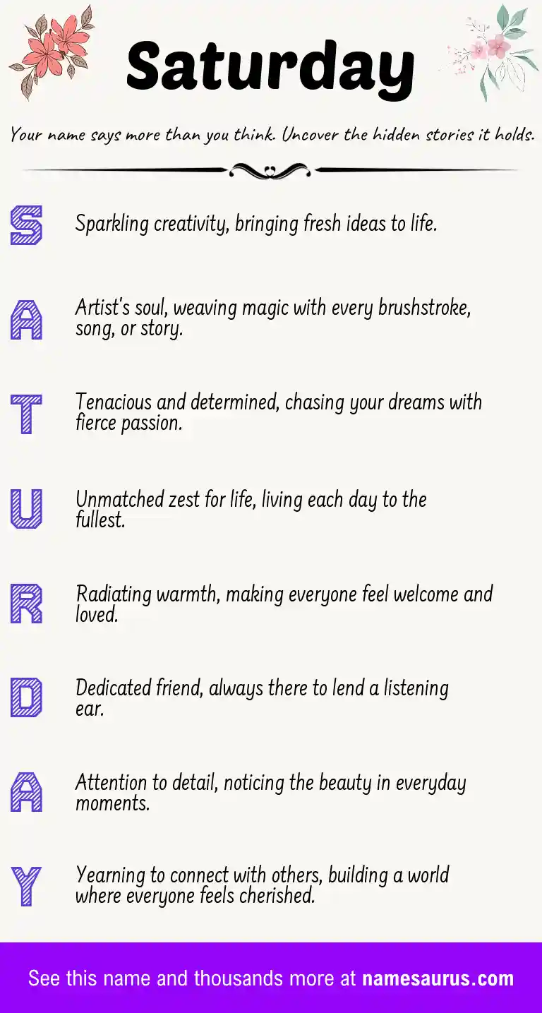 Acrostic poem about Saturday.