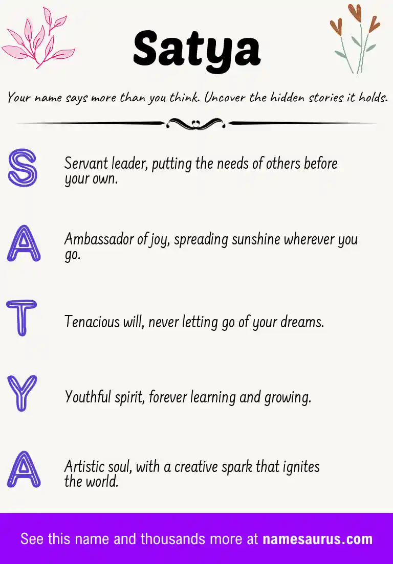 Acrostic poem about Satya.