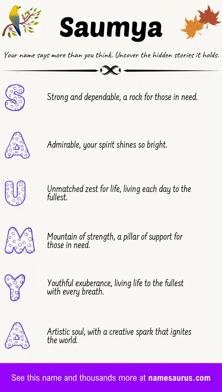 Acrostic poem about Saumya.