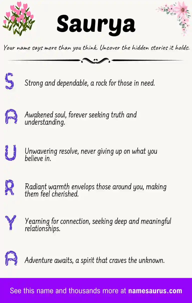 Acrostic poem about Saurya.