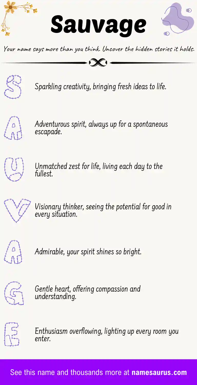 Acrostic poem about Sauvage.