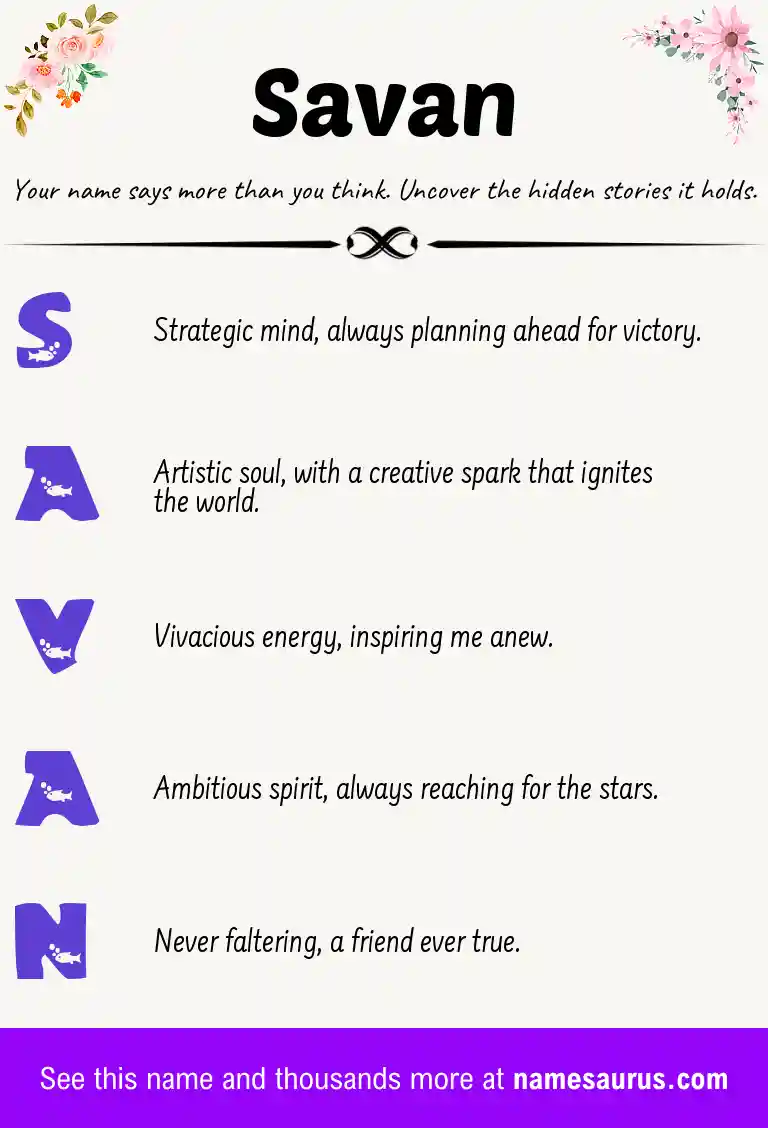 Acrostic poem about Savan.