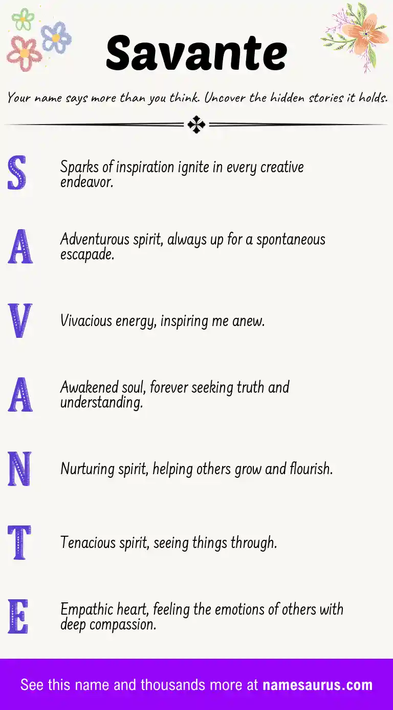 Acrostic poem about Savante.